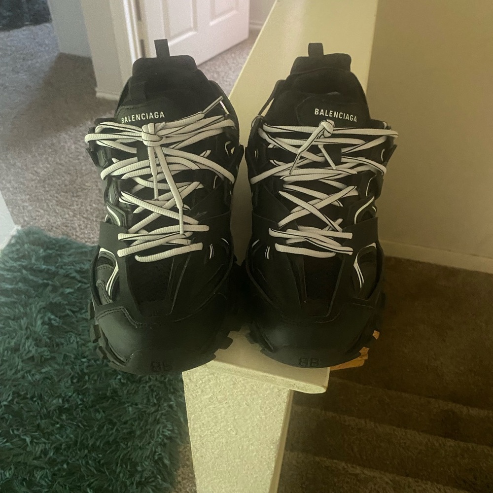 Balenciaga Men's Black and White Athletic Shoes